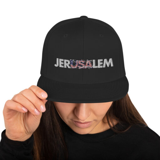 JerUSAlem Israeli American Flag Snapback Hat Clothing Love 4 Israel