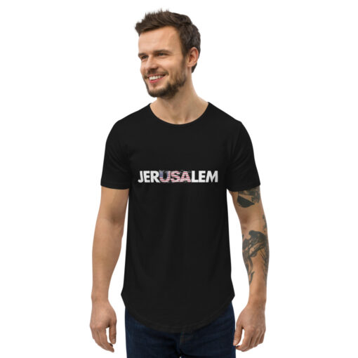 JerUSAlem Israeli American Flag Men’s Cotton T-Shirt Clothing Love 4 Israel