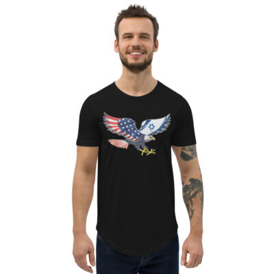 On Freedom’s Wing – Israel USA Flag Men’s Cotton T-Shirt Clothing Love 4 Israel
