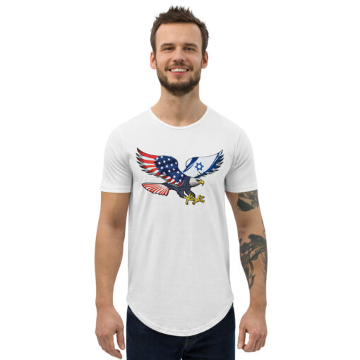On Freedom’s Wing – Israel USA Flag Men’s Cotton T-Shirt Clothing Love 4 Israel